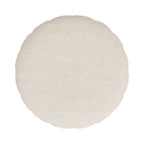 Eva - Pouf Rond En Tissu Blanc Bouclé