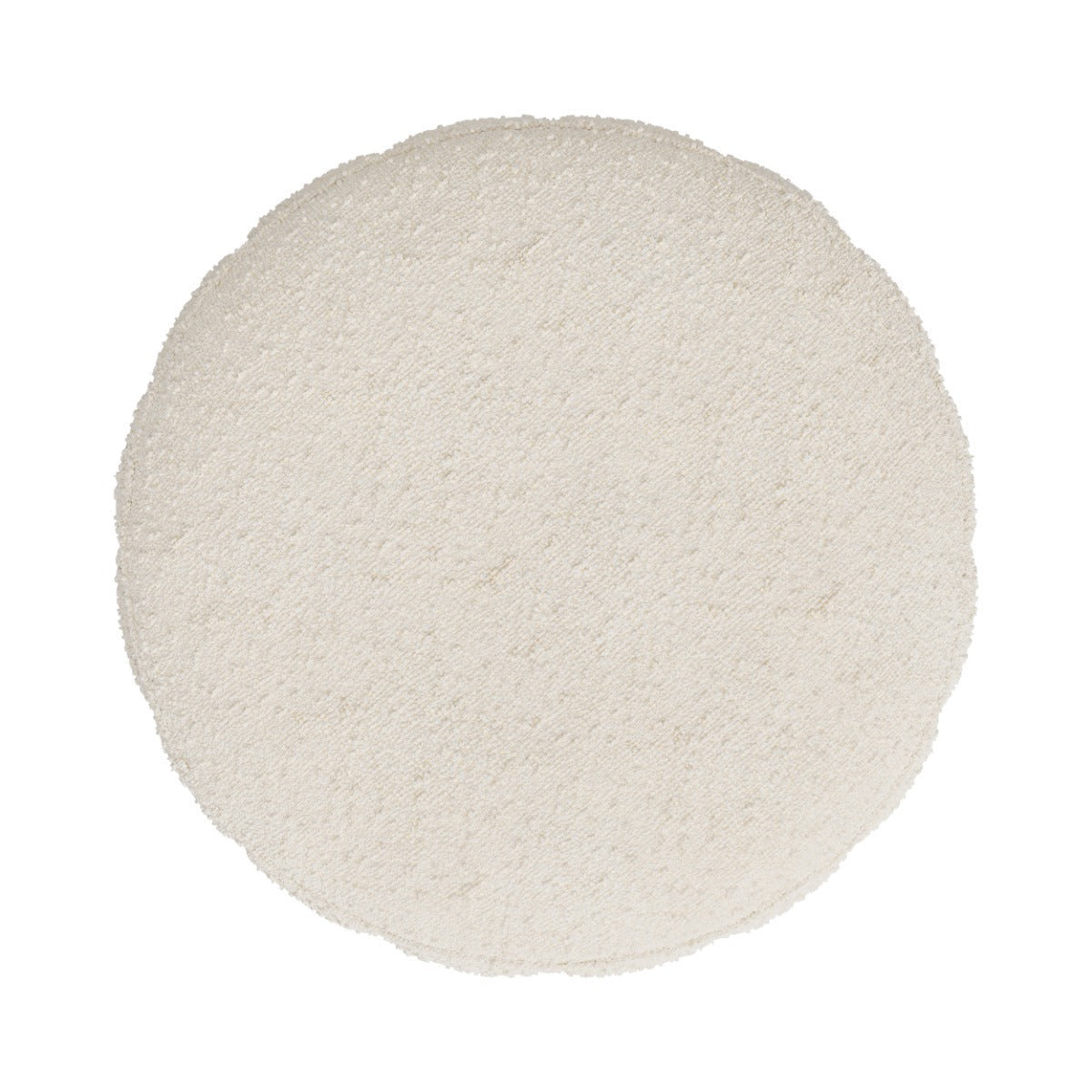 Eva - Pouf Rond En Tissu Blanc Bouclé
