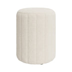 Eva - Pouf Rond En Tissu Blanc Bouclé
