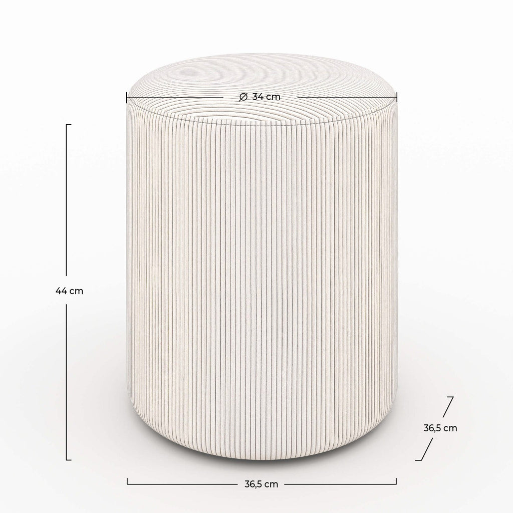 Lily - Puf redondo de pana beige
