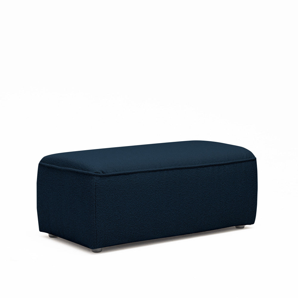 Noor - Puf para sofá modular - Tejido bouclé - Azul marino