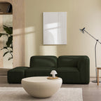 Noor - Puf para sofá modular - Tejido bouclette - Verde caqui