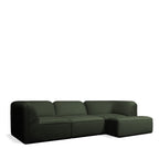 Noor - Puf para sofá modular - Tejido bouclette - Verde caqui