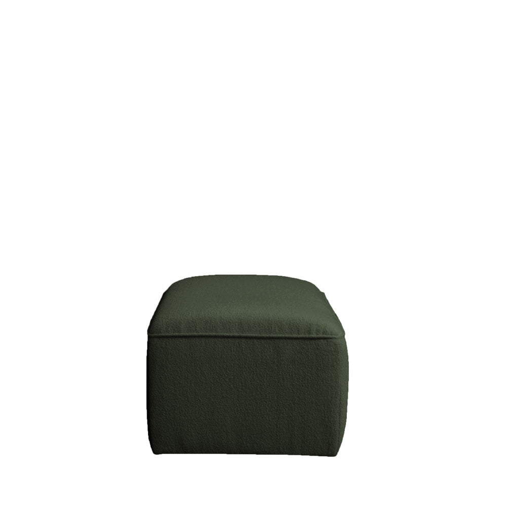 Noor - Puf para sofá modular - Tejido bouclette - Verde caqui