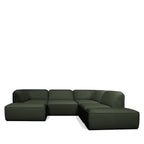 Noor - Puf para sofá modular - Tejido bouclette - Verde caqui