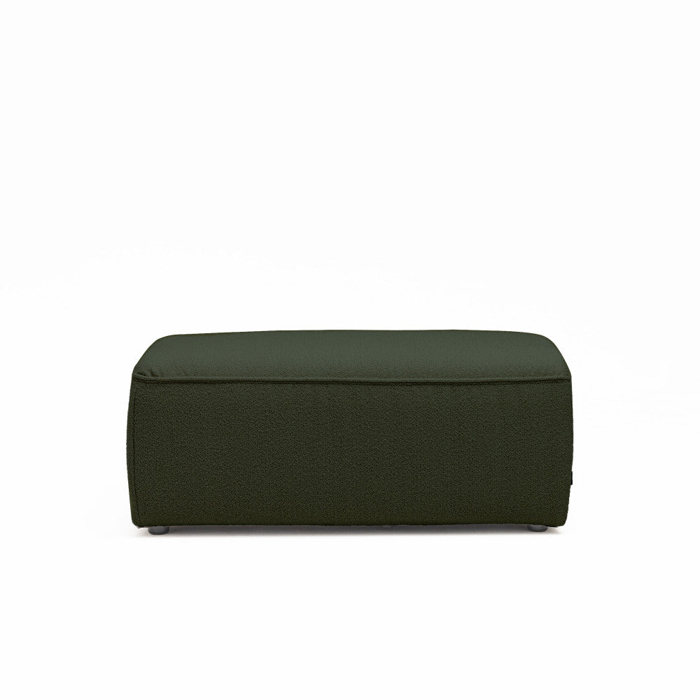 Noor - Puf para sofá modular - Tejido bouclette - Verde caqui