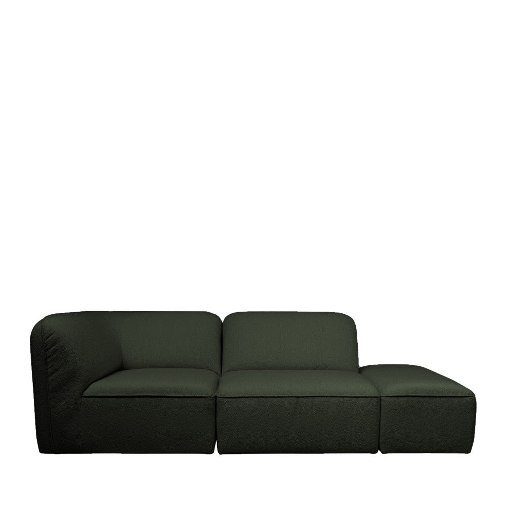 Noor - Puf para sofá modular - Tejido bouclette - Verde caqui
