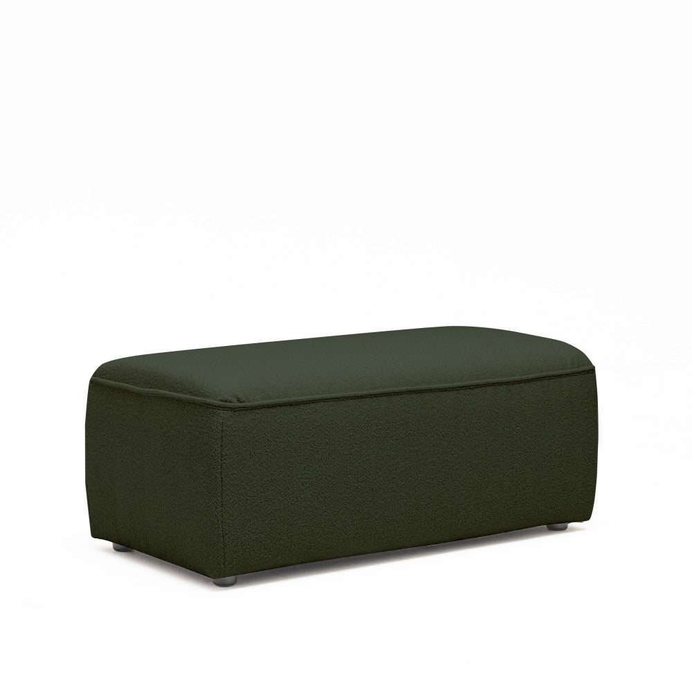 Noor - Puf para sofá modular - Tejido bouclette - Verde caqui