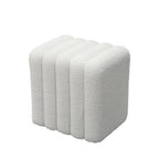 Leto - Pouf Rembourré - Tissu Bouclette - Blanc