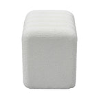 Leto - Pouf Rembourré - Tissu Bouclette - Blanc