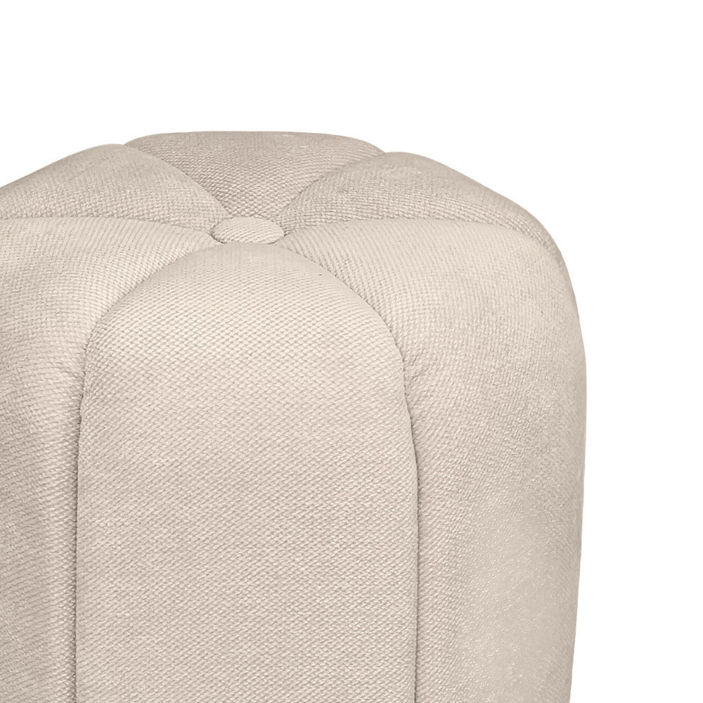 Flower - Round Pouffe - Fabric - Beige