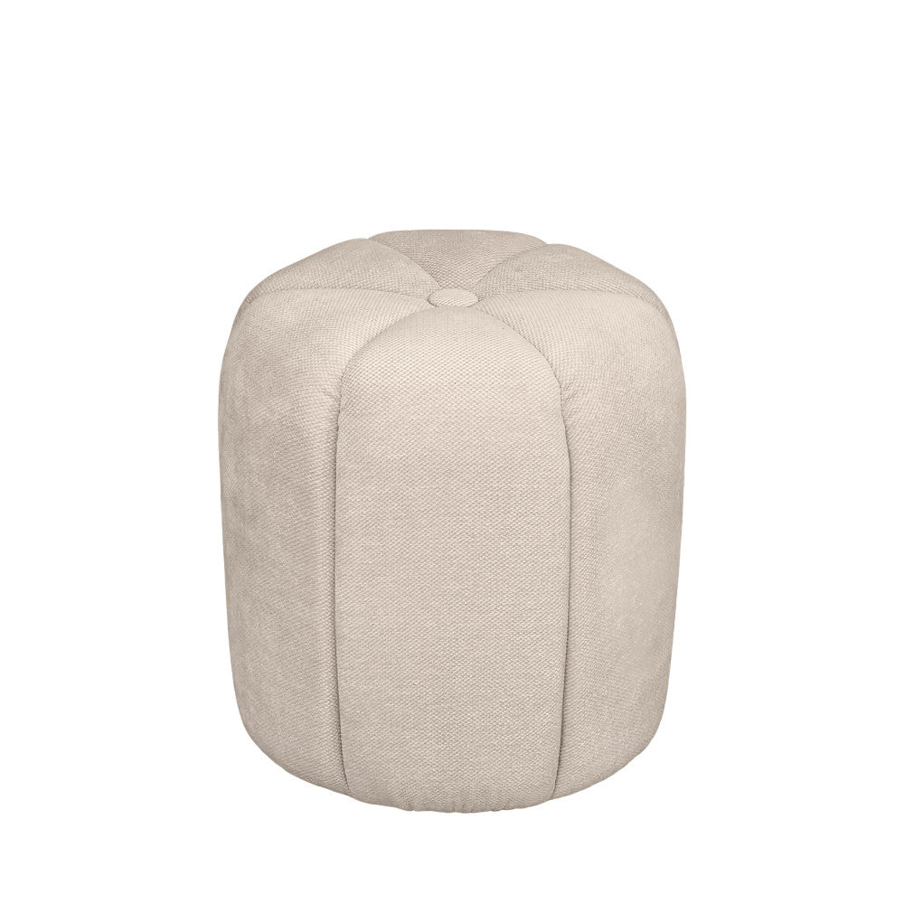 Flower - Round Pouffe - Fabric - Beige