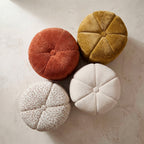 Flower - Round Pouffe - Fabric - Beige