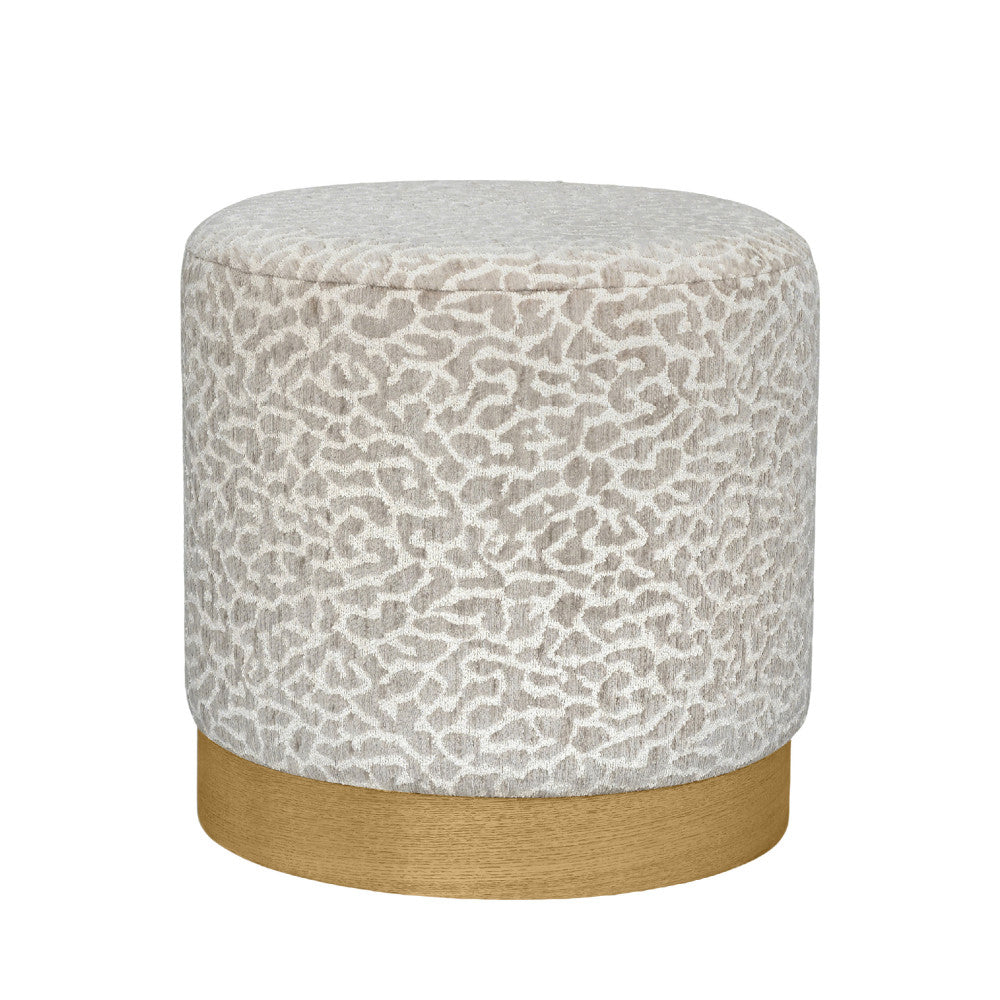 Wild - Round Pouffe - Leopard-Print Fabric - Beige