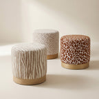 Wild - Round Pouffe - Leopard-Print Fabric - Beige