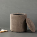 Limpen - Round Storage Pouffe - Corduroy Velvet - Taupe