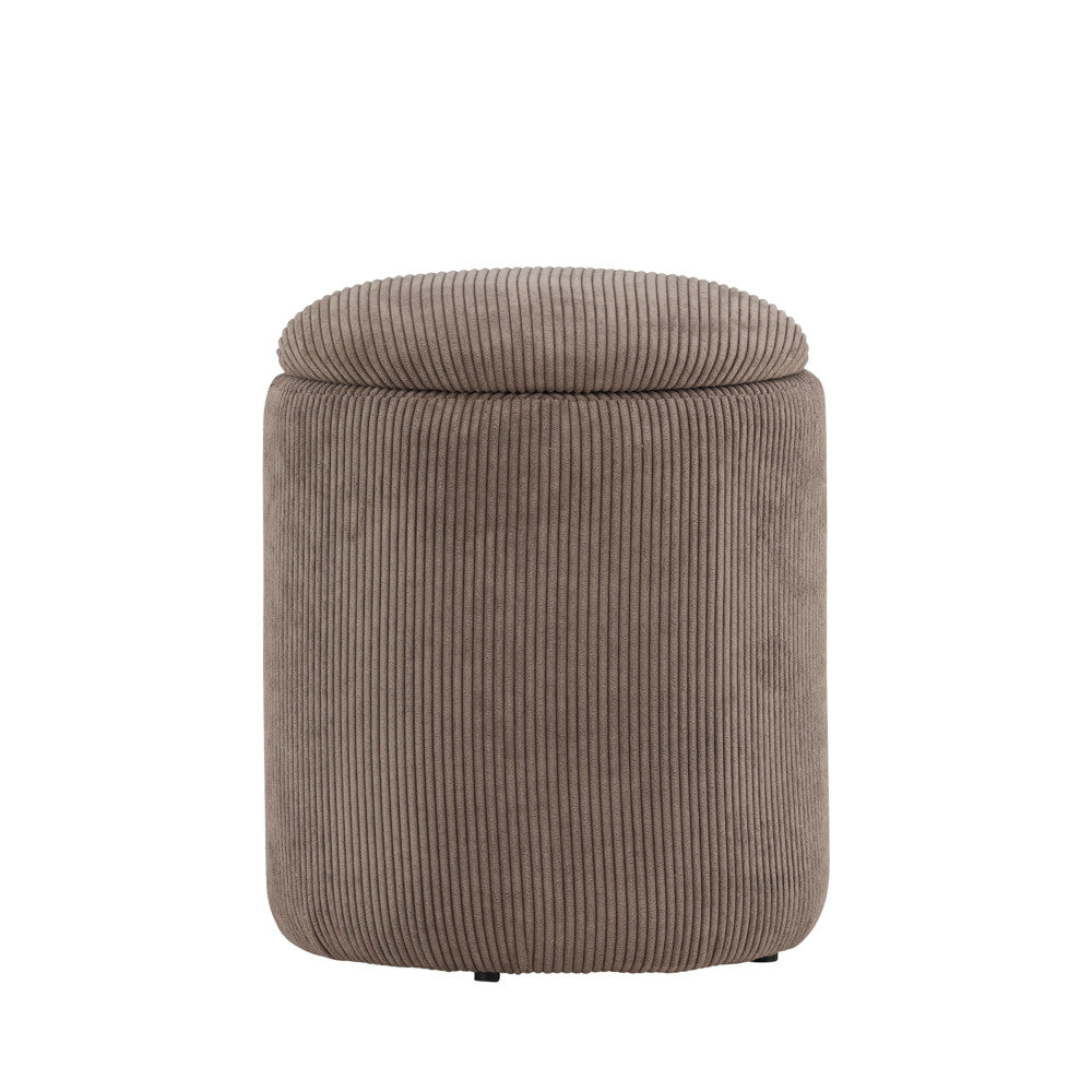 Limpen - Round Storage Pouffe - Corduroy Velvet - Taupe