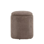 Limpen - Round Storage Pouffe - Corduroy Velvet - Taupe