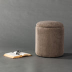 Limpen - Round Storage Pouffe - Corduroy Velvet - Taupe