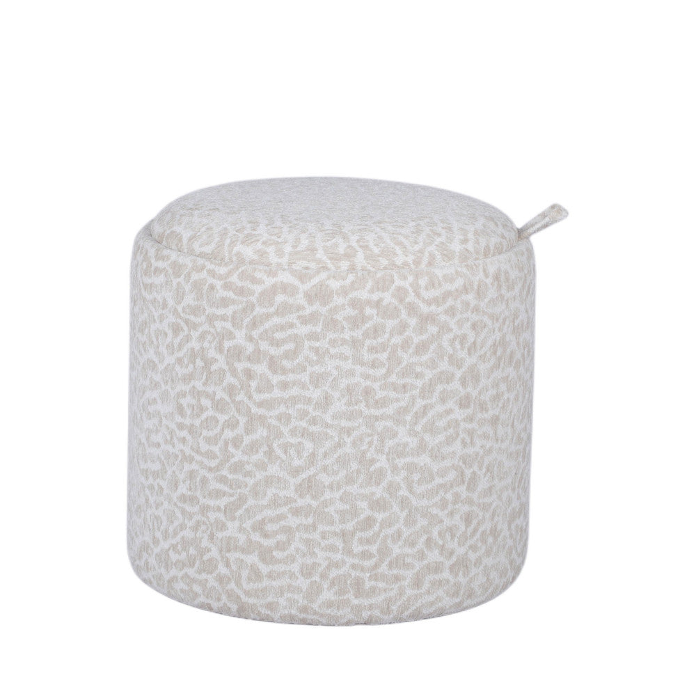 Zoé - Puf Con Almacenamiento Estampado De Leopardo Convertible En Mesa Auxiliar - Beige