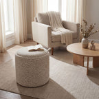 Zoé - Puf Con Almacenamiento Estampado De Leopardo Convertible En Mesa Auxiliar - Beige