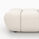 Ensemble fauteuil et pouf Teddy en tissu bouclé blanc