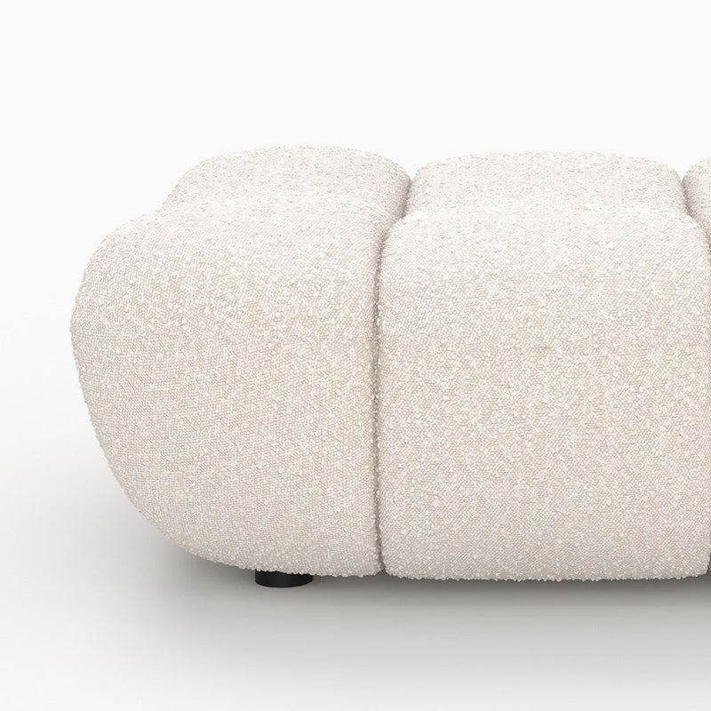 Ensemble fauteuil et pouf Teddy en tissu bouclé blanc