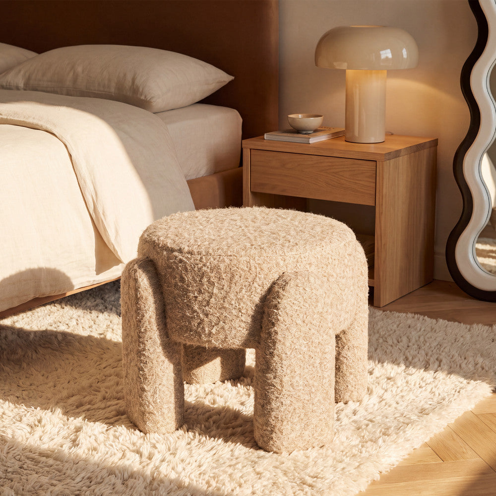 Nolan - Pouf - Tissu - Beige