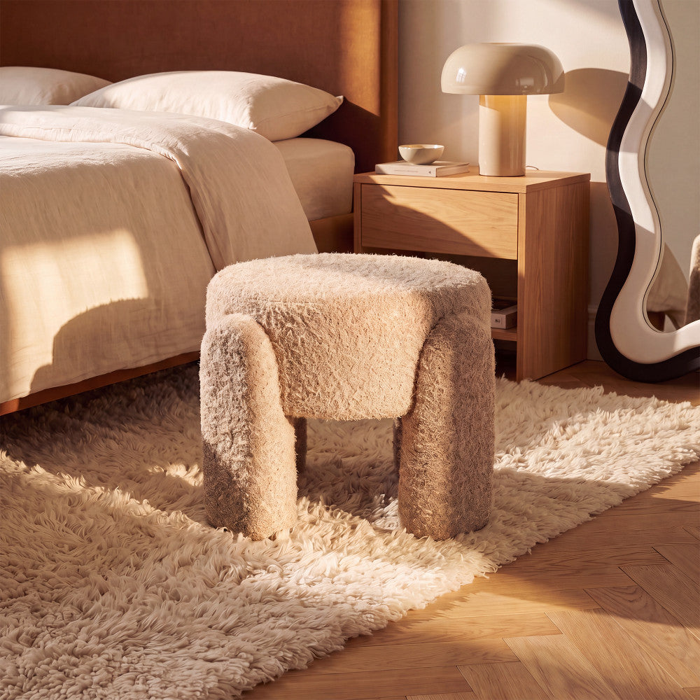 Nolan - Pouf - Tissu - Beige
