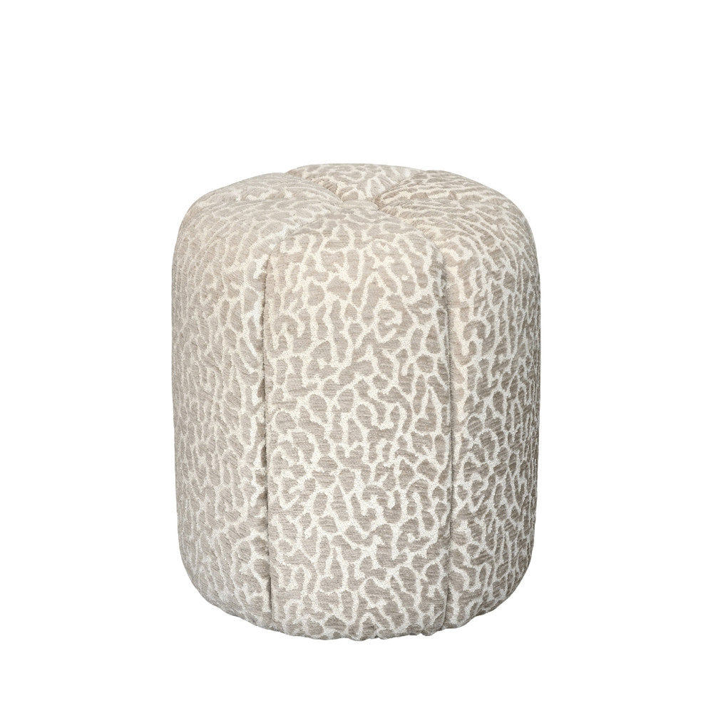Flower - Puf - Tela con estampado de leopardo - Beige