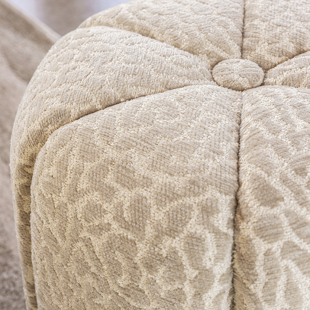 Flower - Puf - Tela con estampado de leopardo - Beige