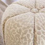 Flower - Puf - Tela con estampado de leopardo - Beige