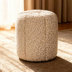 Flower - Puf - Tela con estampado de leopardo - Beige