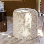 Flower - Puf - Tela con estampado de leopardo - Beige
