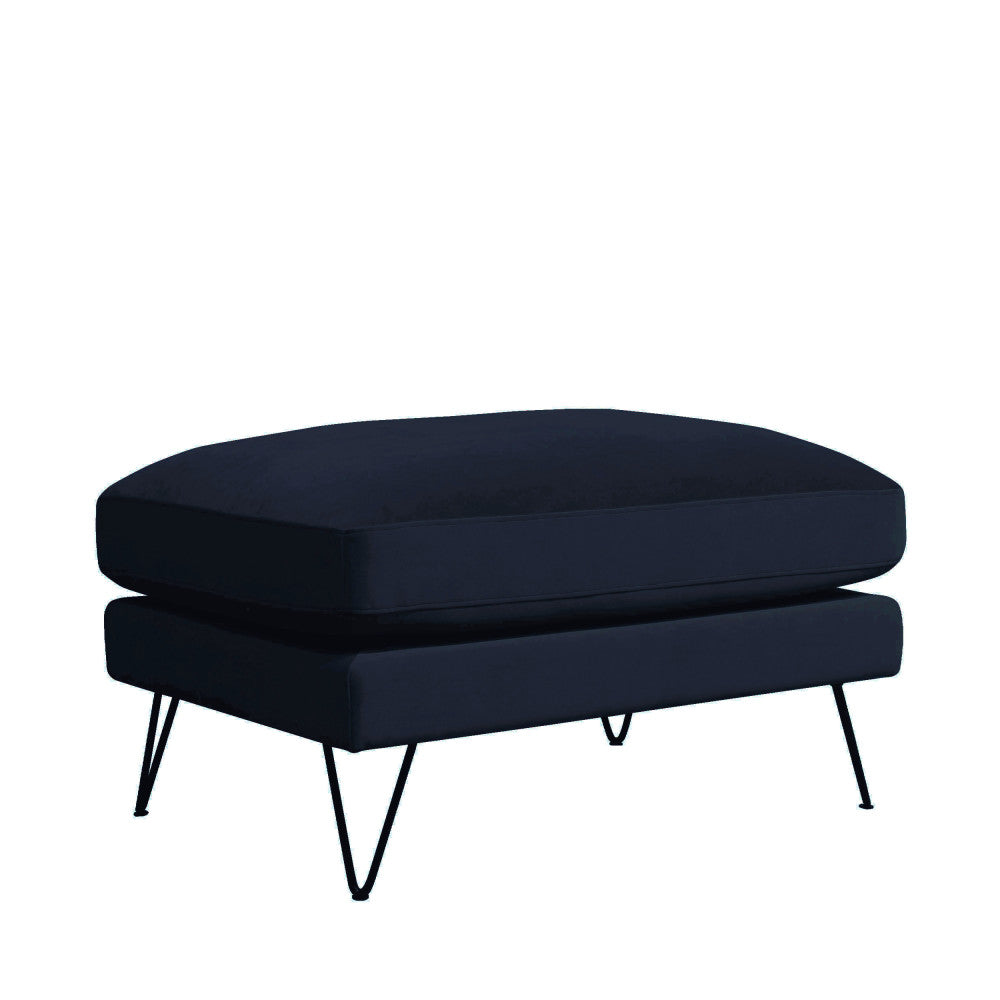 Villabon - Ottoman - Velvet with Black Hairpin Legs - Navy Blue