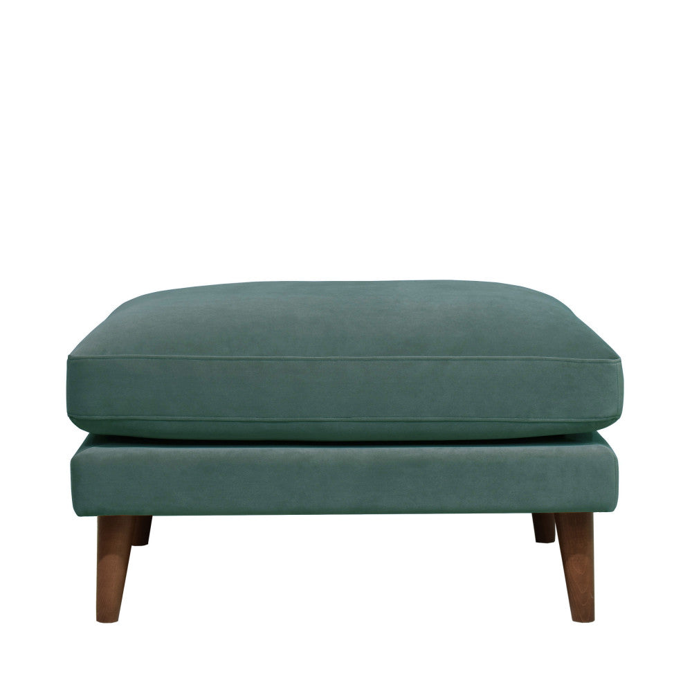 Villabon - Ottoman - Velvet with Dark Wood Legs - Eucalyptus Green