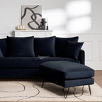 Villabon - Ottoman - Velvet with Black Hairpin Legs - Navy Blue