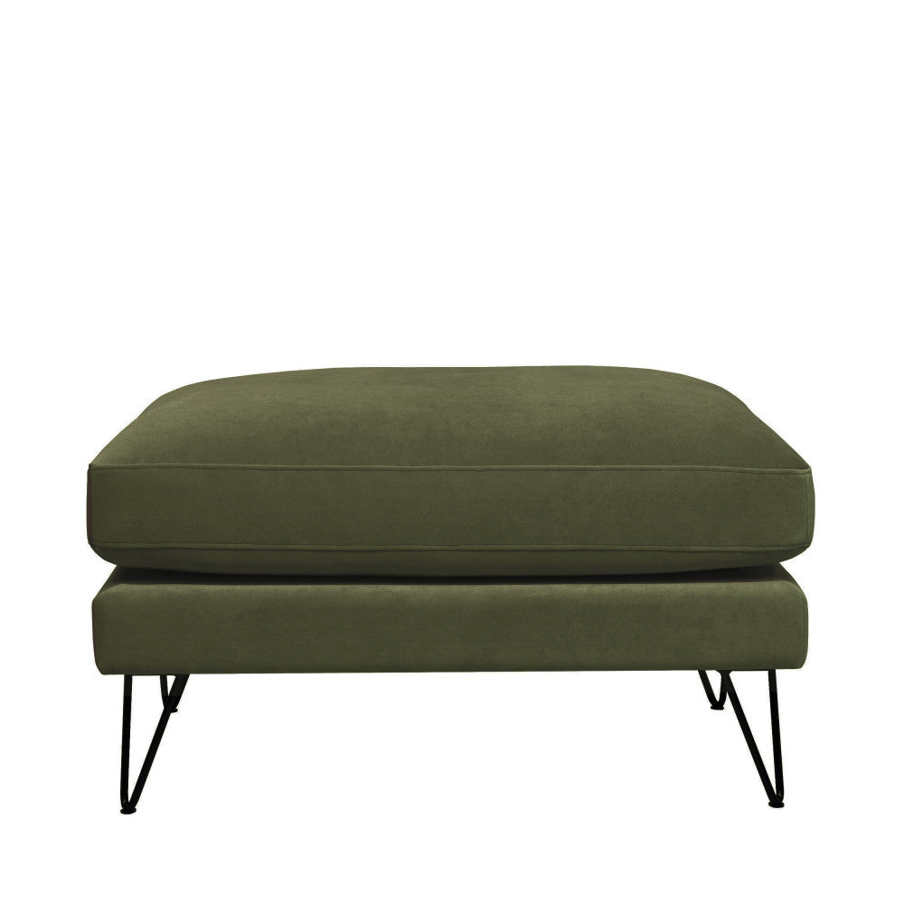 Villabon - Ottoman - Velvet Black Hairpin Legs - Olive Green