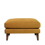Villabon - Velvet Pouffe with Dark Wood Legs - Mustard Yellow