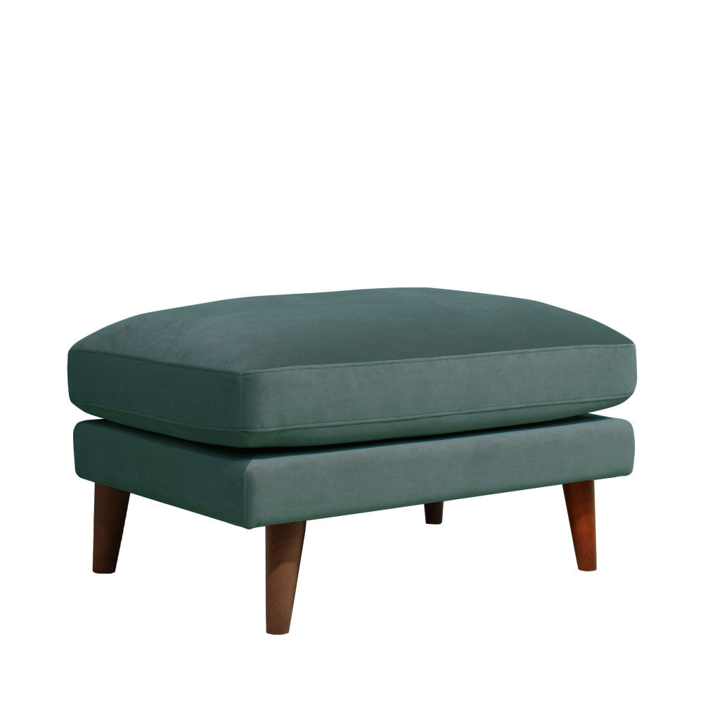Villabon - Ottoman - Velvet with Dark Wood Legs - Eucalyptus Green
