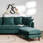 Villabon - Ottoman - Velvet with Dark Wood Legs - Eucalyptus Green