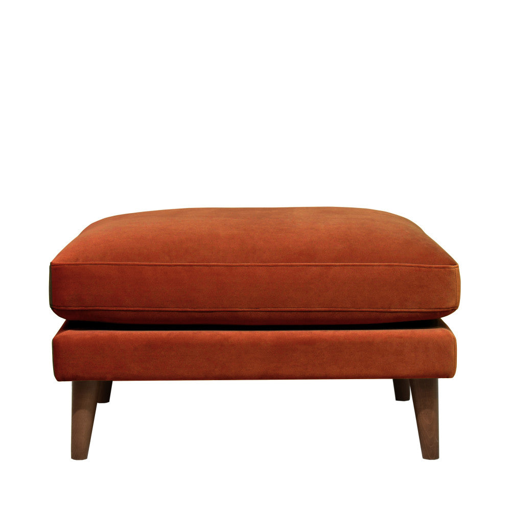 Villabon - Pouffe - Velvet with Dark Wood Legs - Rust
