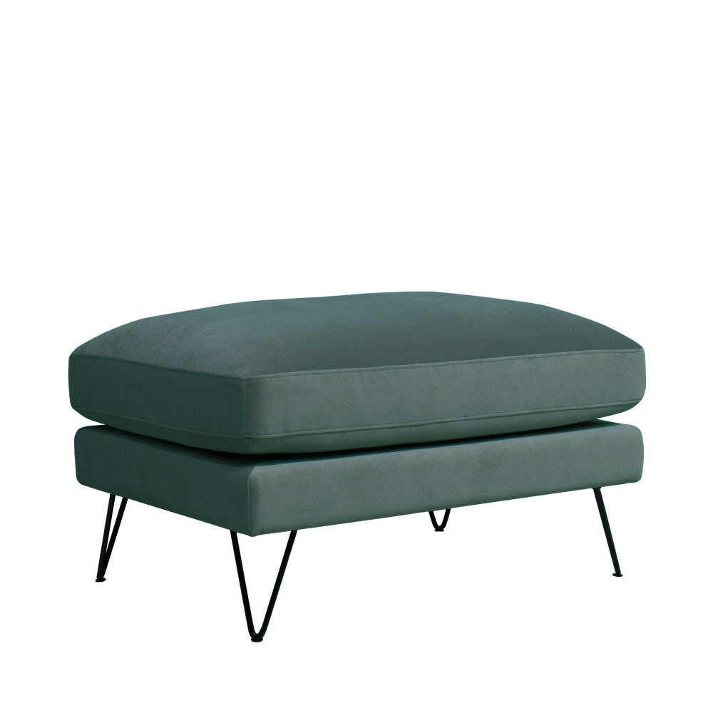 Villabon - Puf - Terciopelo con patas de horquilla negras - Verde eucalipto
