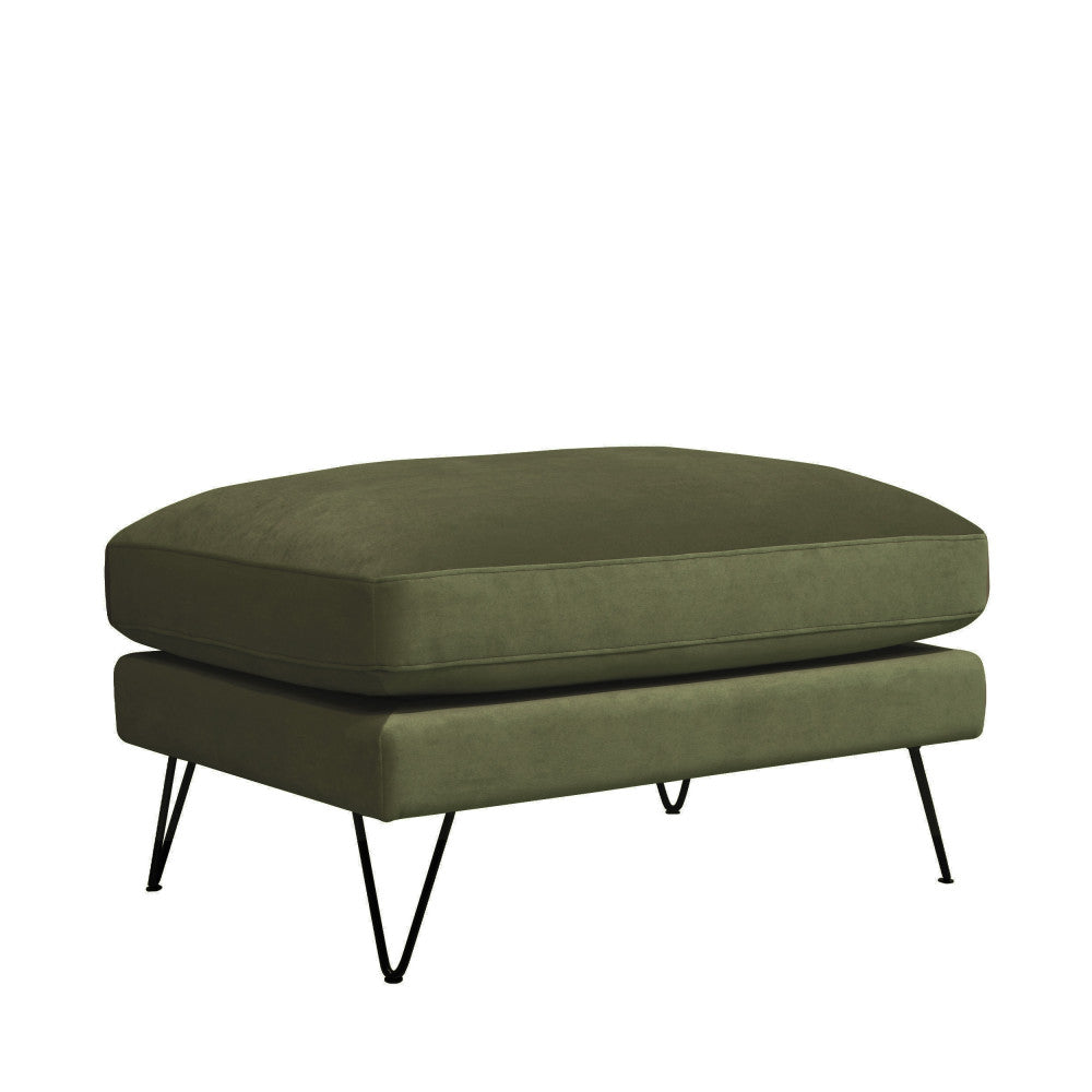 Villabon - Ottoman - Velvet Black Hairpin Legs - Olive Green
