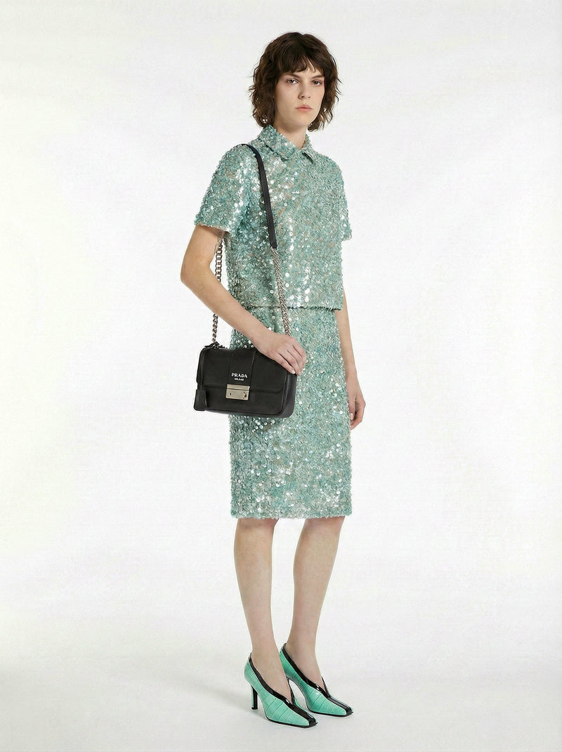 Bolso Prada En Cuero Saffiano Negro