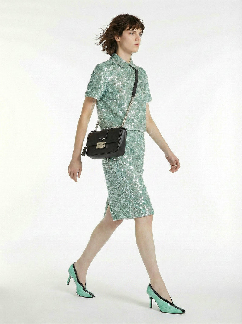Bolso Prada En Cuero Saffiano Negro