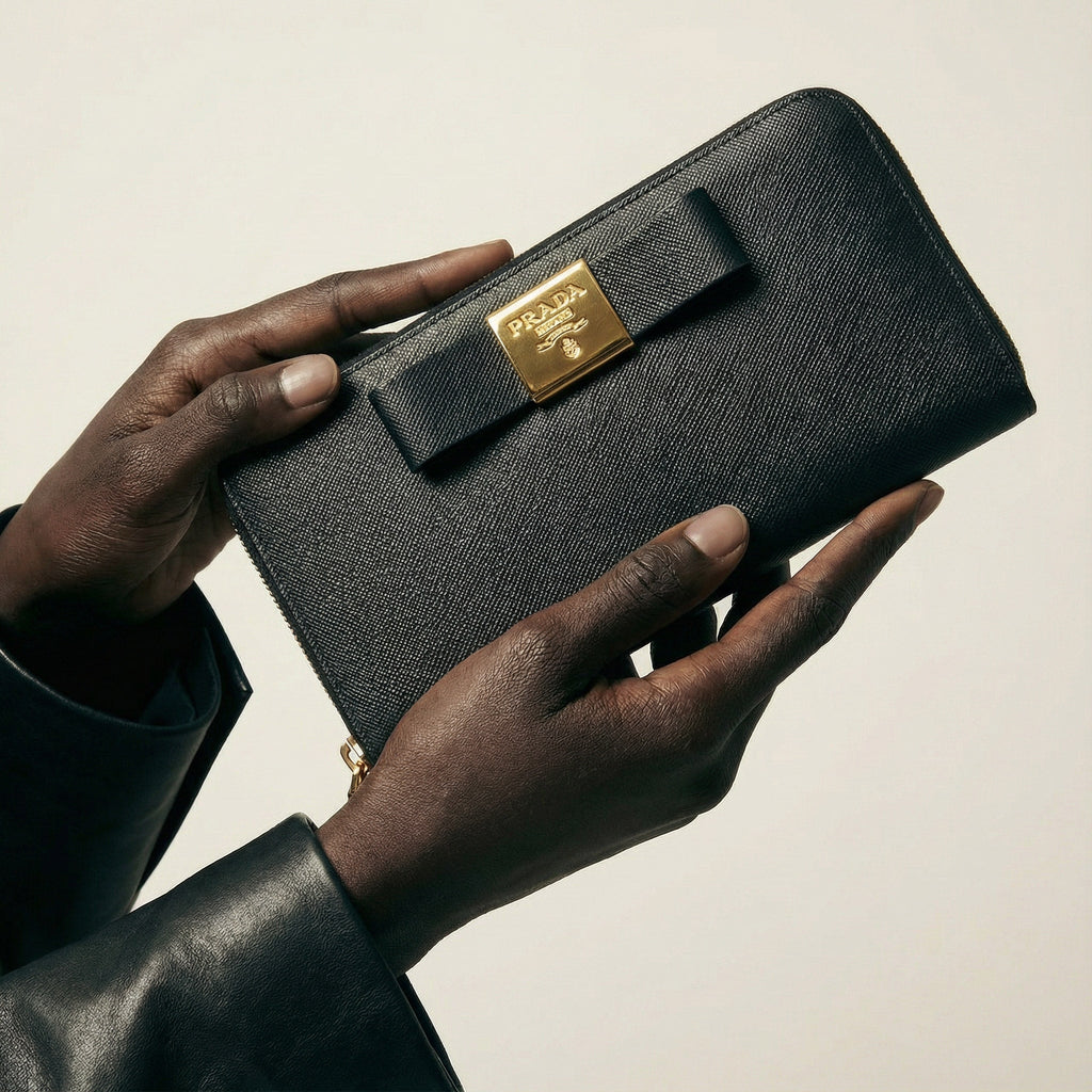 Cartera larga Prada de cuero Saffiano