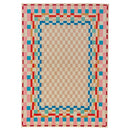 Tapis En Laine Checkered Border