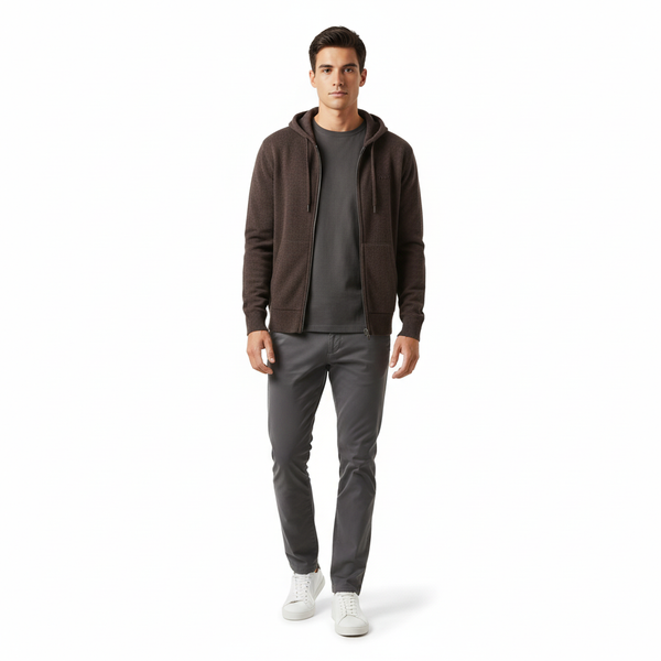 K-Way Marcy Lambswool Zip Tröja med huva - Mörkbrun