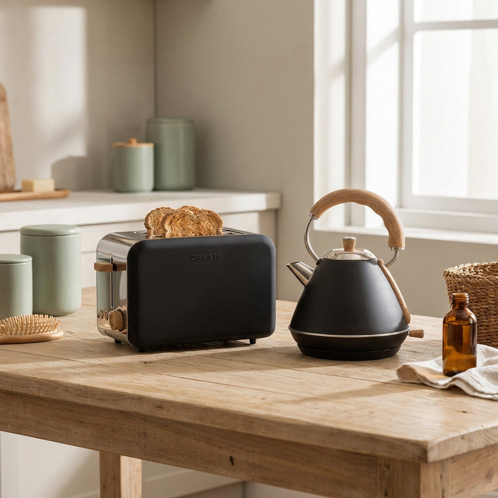 Pack - Small Retro Toaster + Small Retro Kettle 1L - Black